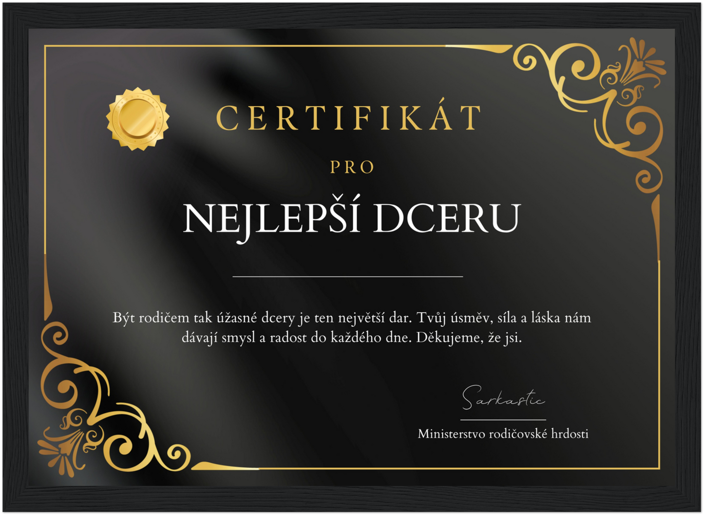 Certifikát Nejlepší Dcera