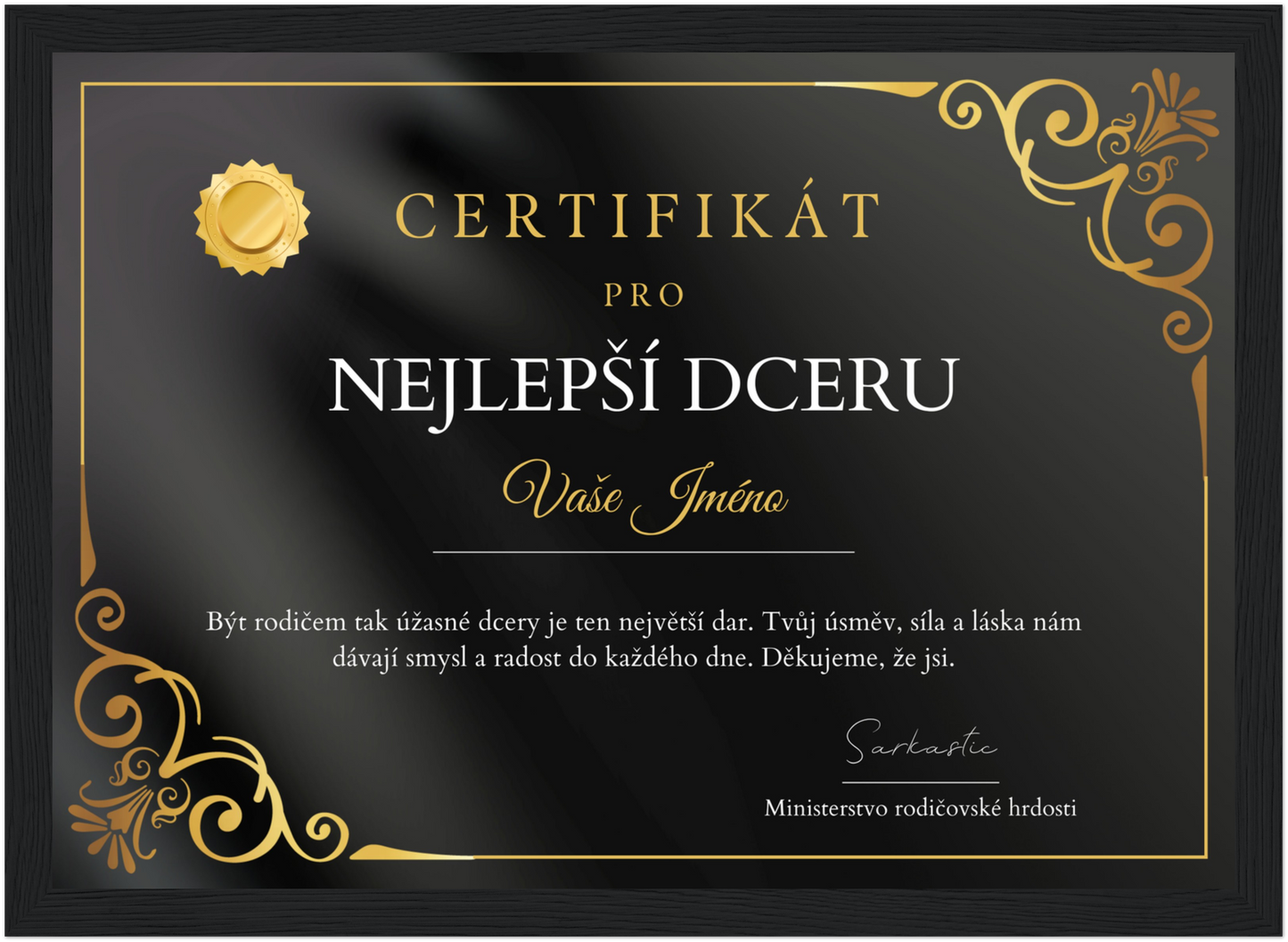 Certifikát Nejlepší Dcera