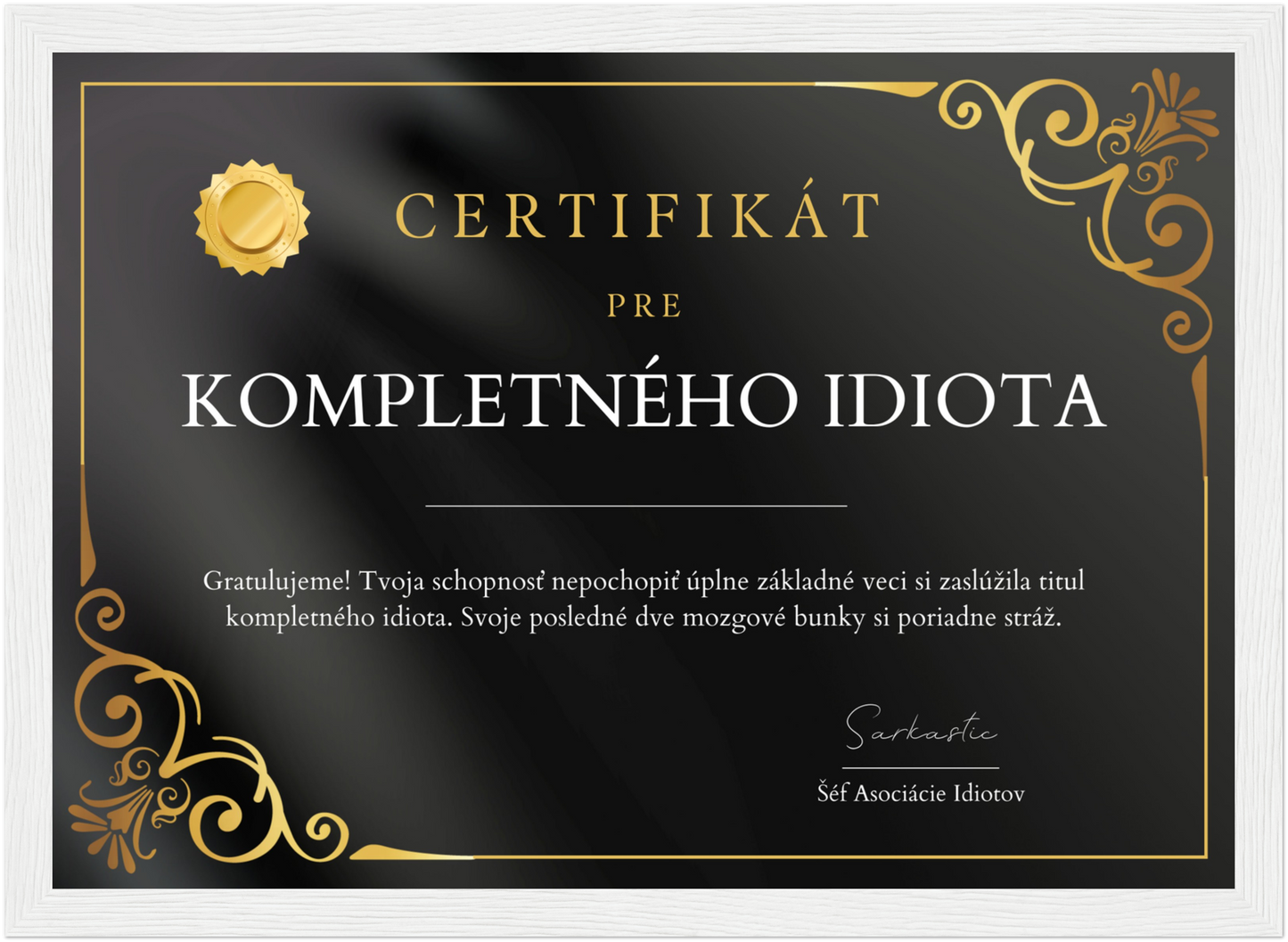 Certifikát Kompletný Idiot (SK)