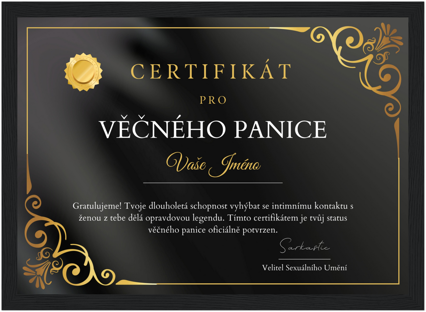 Certifikát Věčný Panic