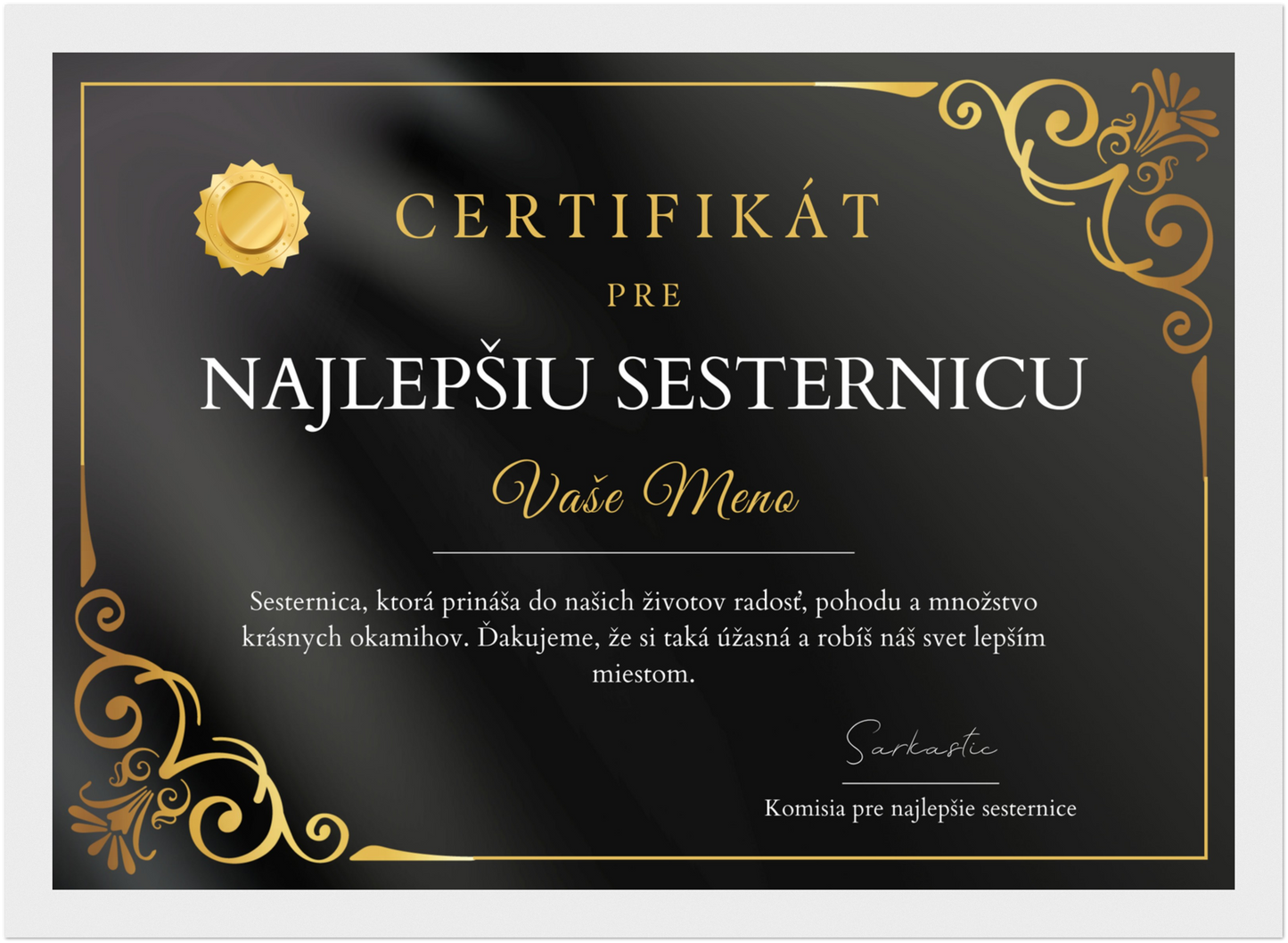 Certifikát Najlepšia Sesternica (SK)