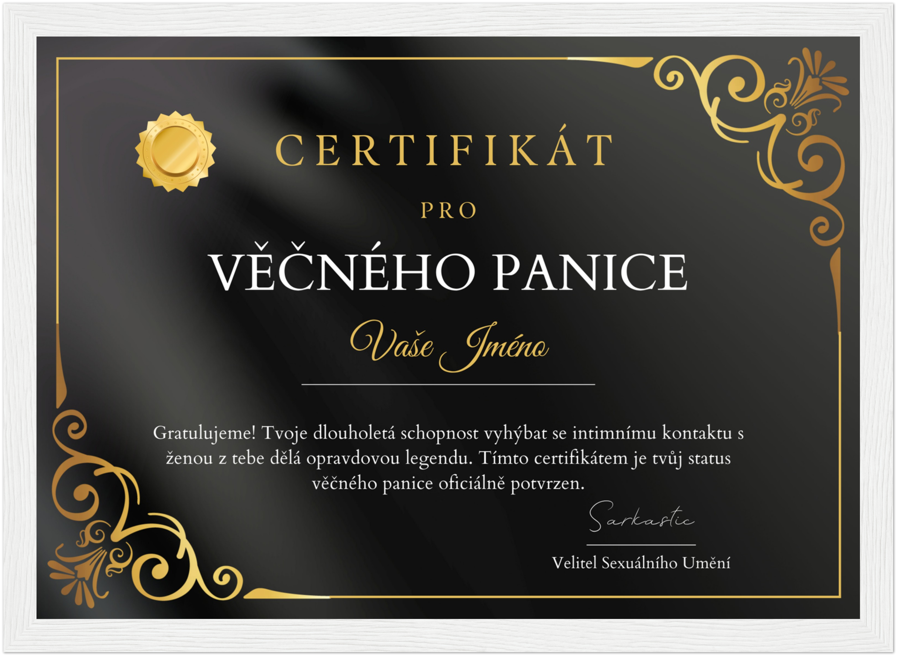 Certifikát Věčný Panic