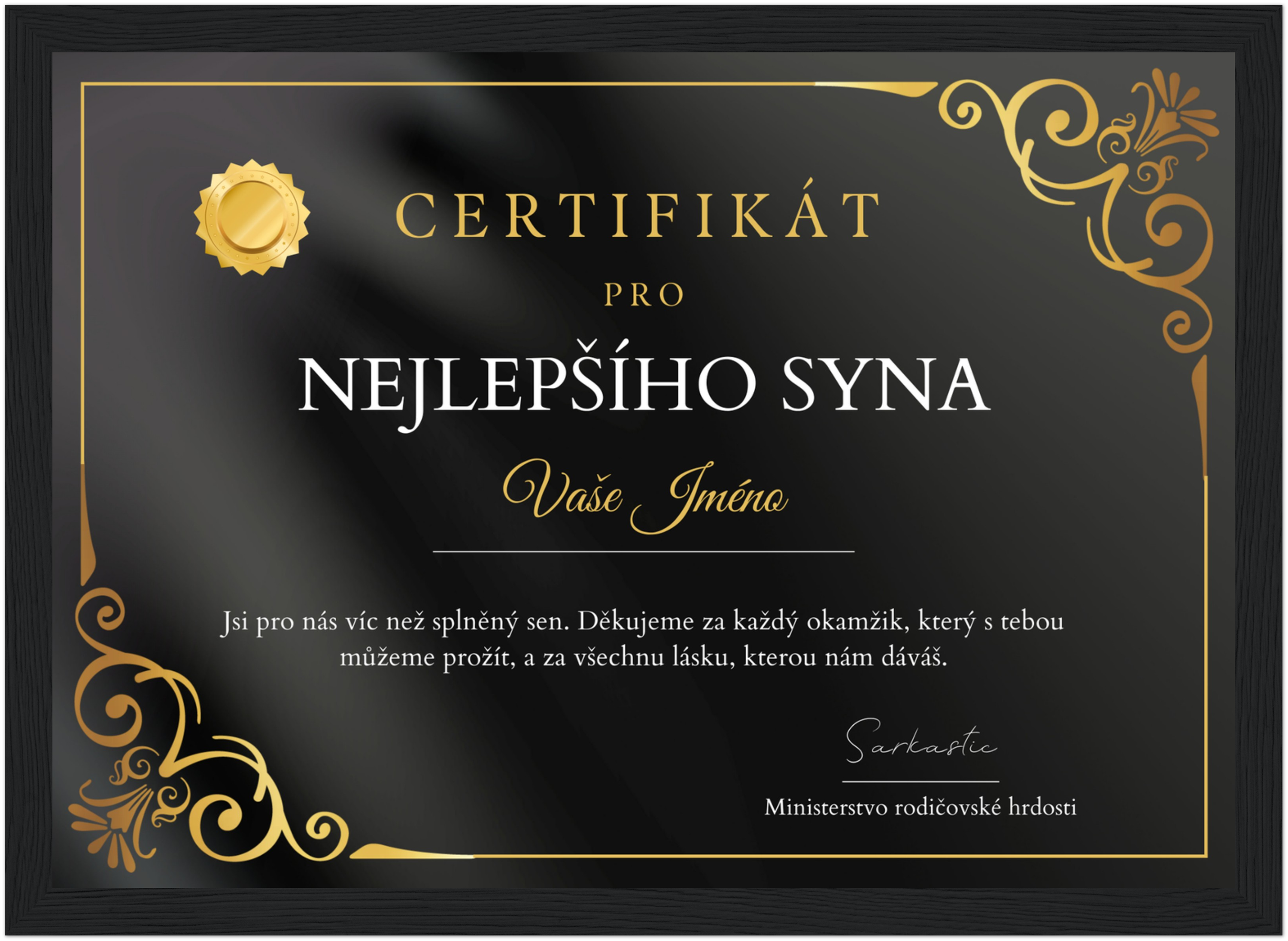Certifikát Nejlepší Syn