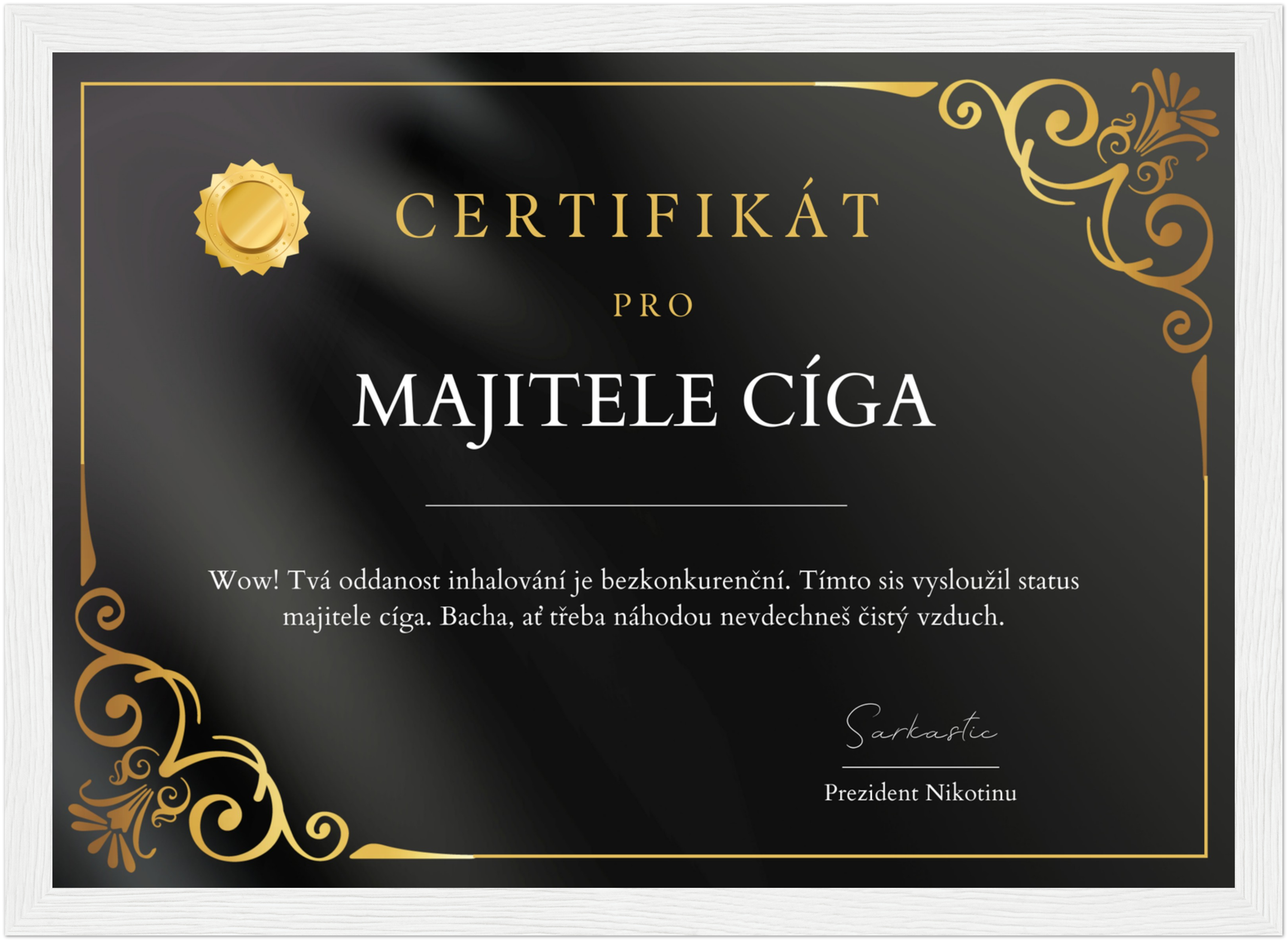 Certifikát Majitel Cíga