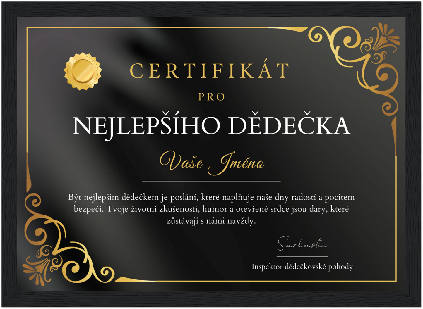 Certifikát Nejlepší Dědeček