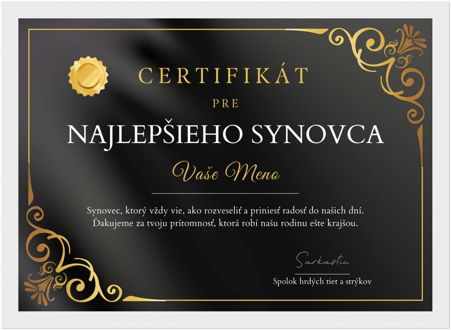 Certifikát Najlepší Synovec (SK)