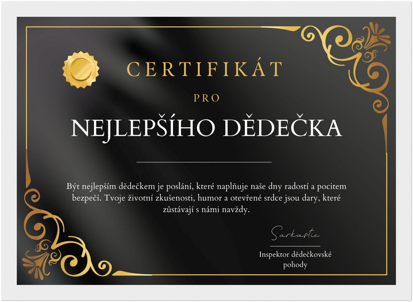 Certifikát Nejlepší Dědeček
