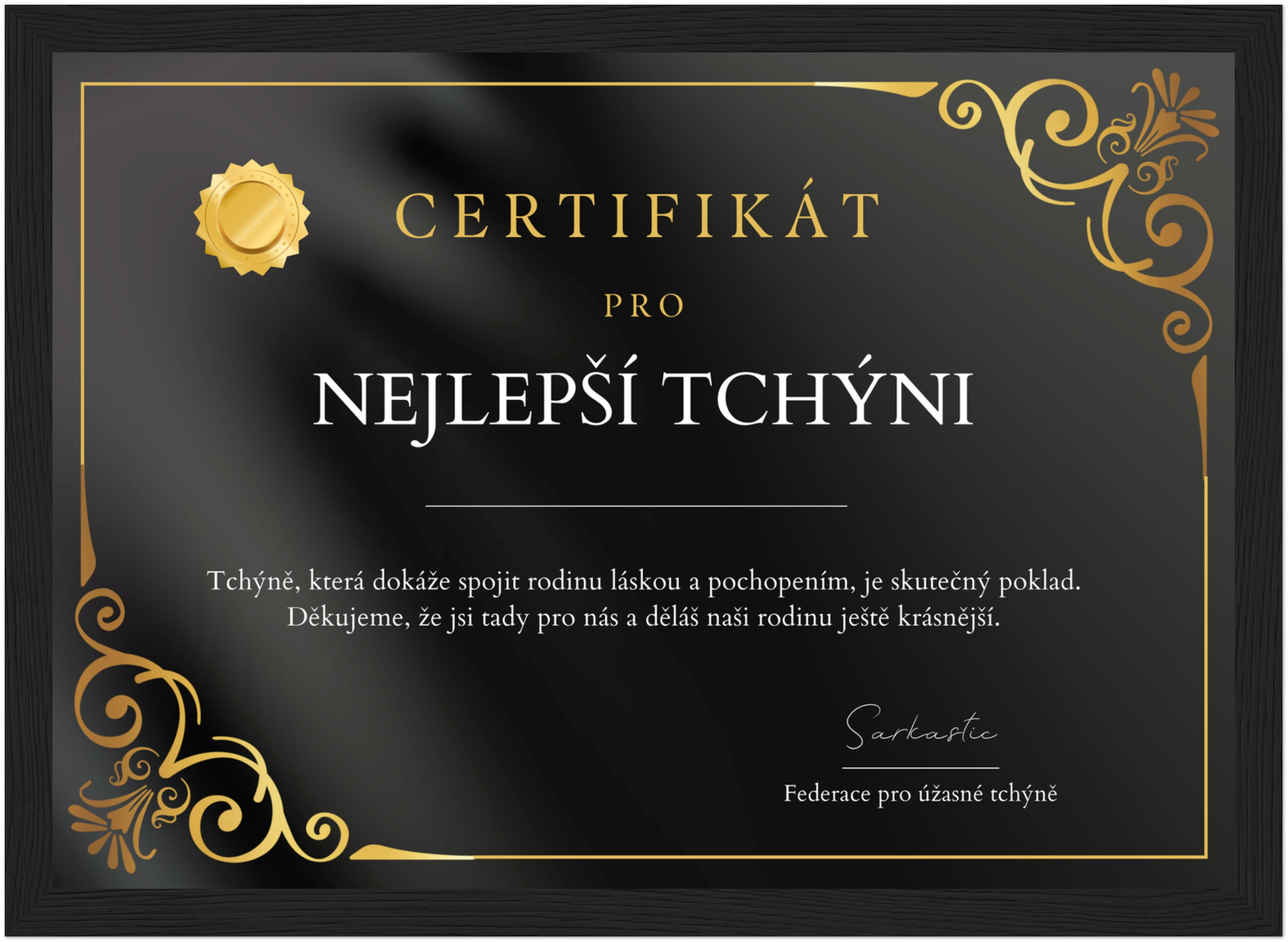 Certifikát Nejlepší Tchýně