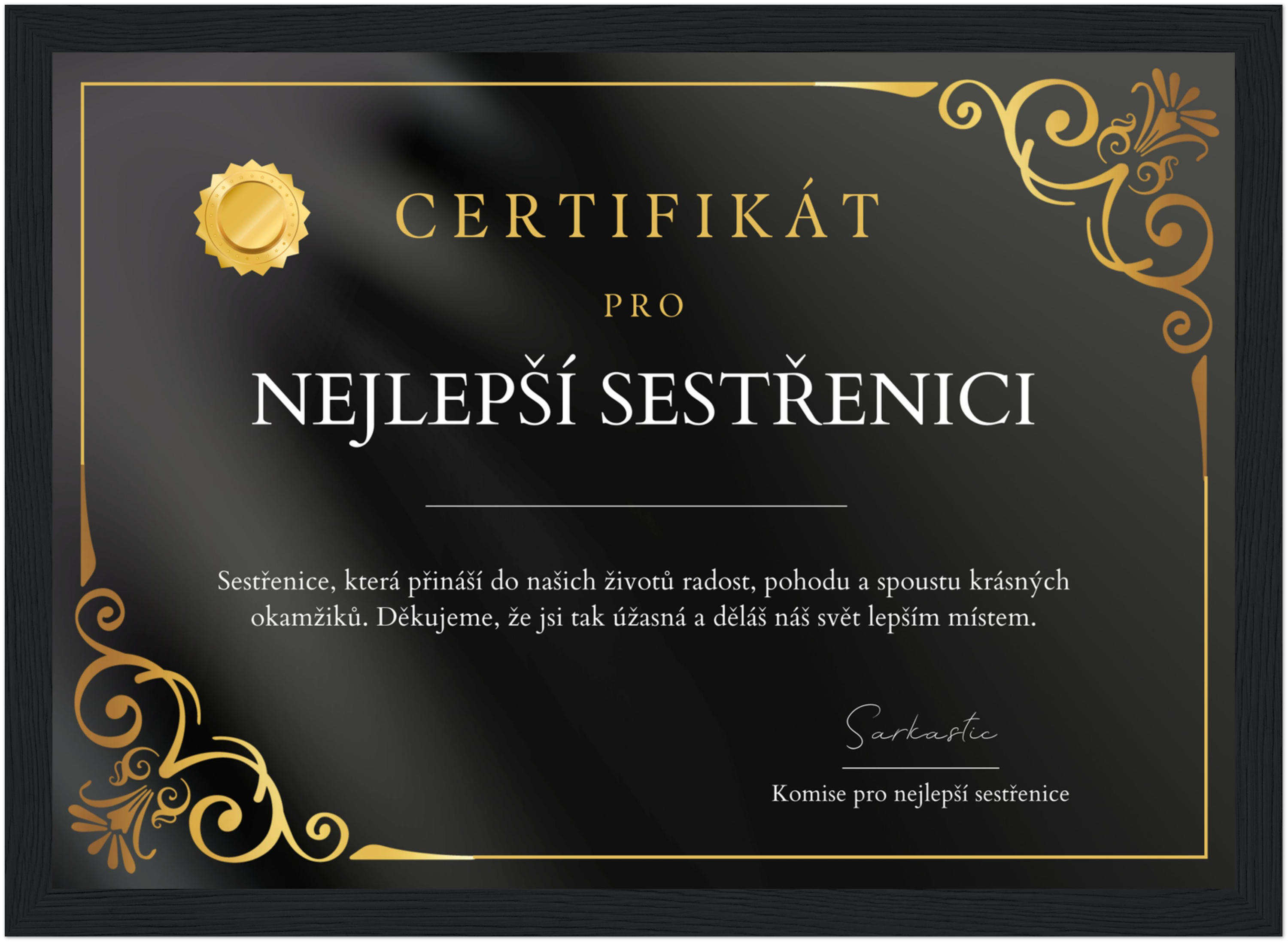 Certifikát Nejlepší Sestřenice