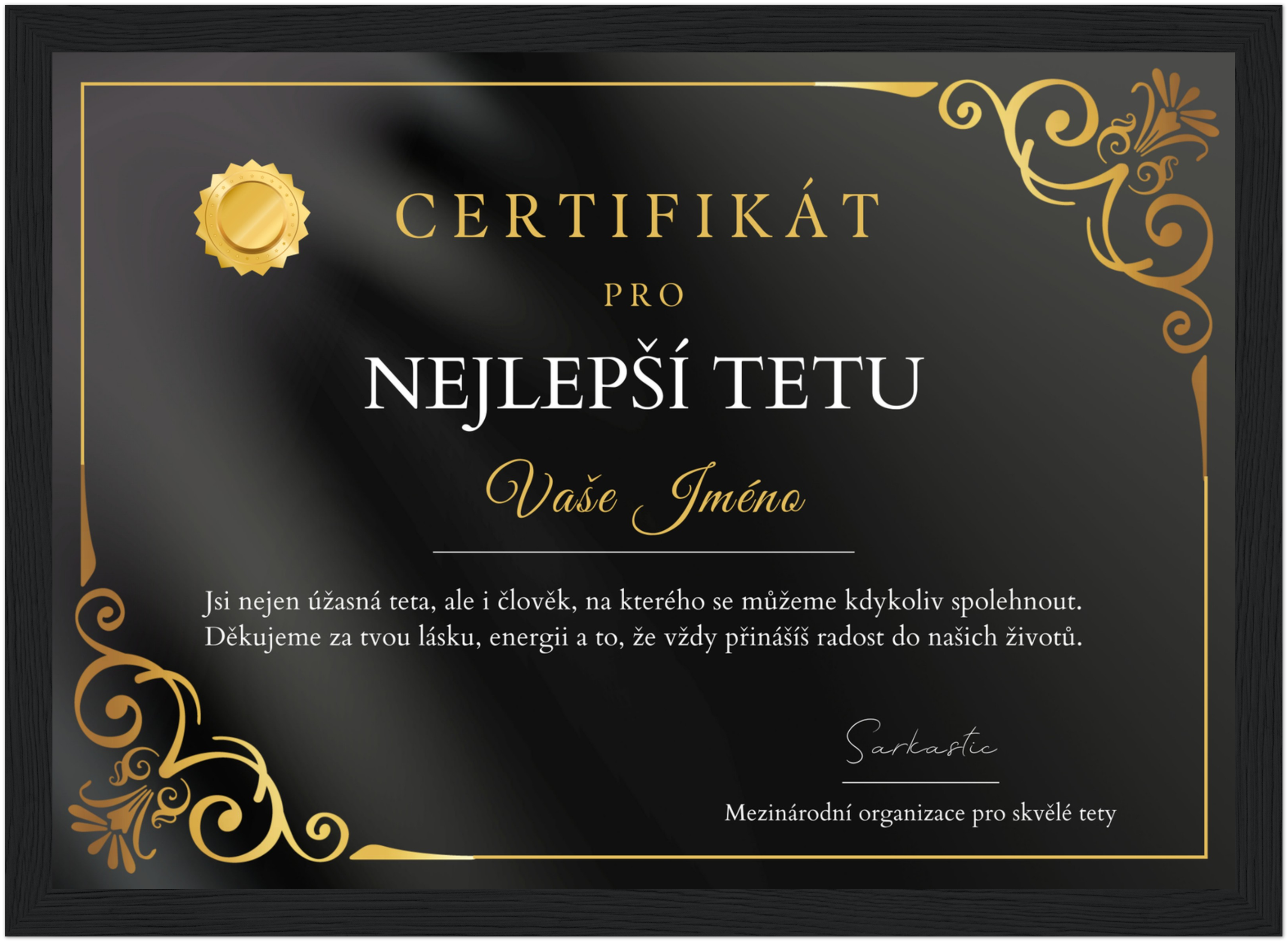Certifikát Nejlepší Teta