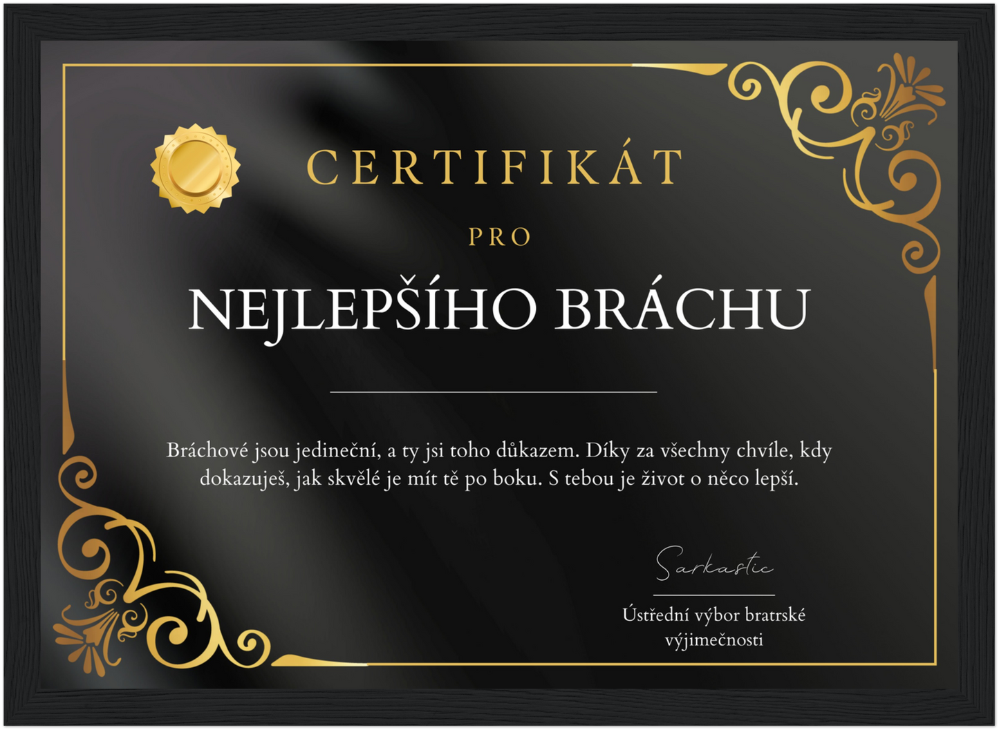 Certifikát Nejlepší Brácha