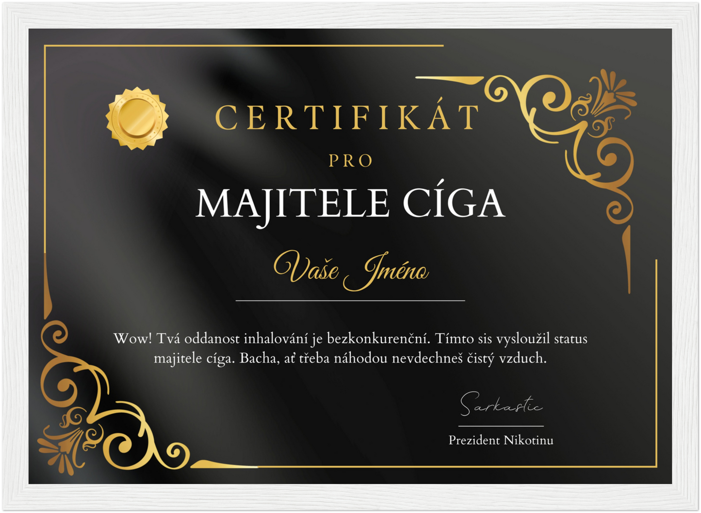 Certifikát Majitel Cíga