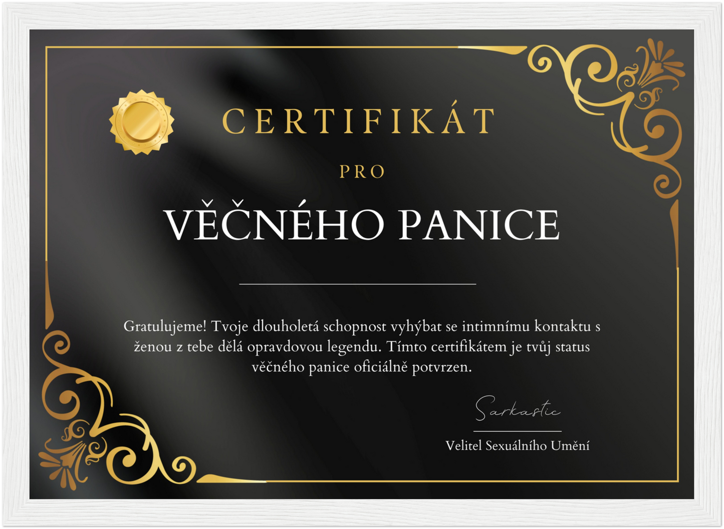 Certifikát Věčný Panic