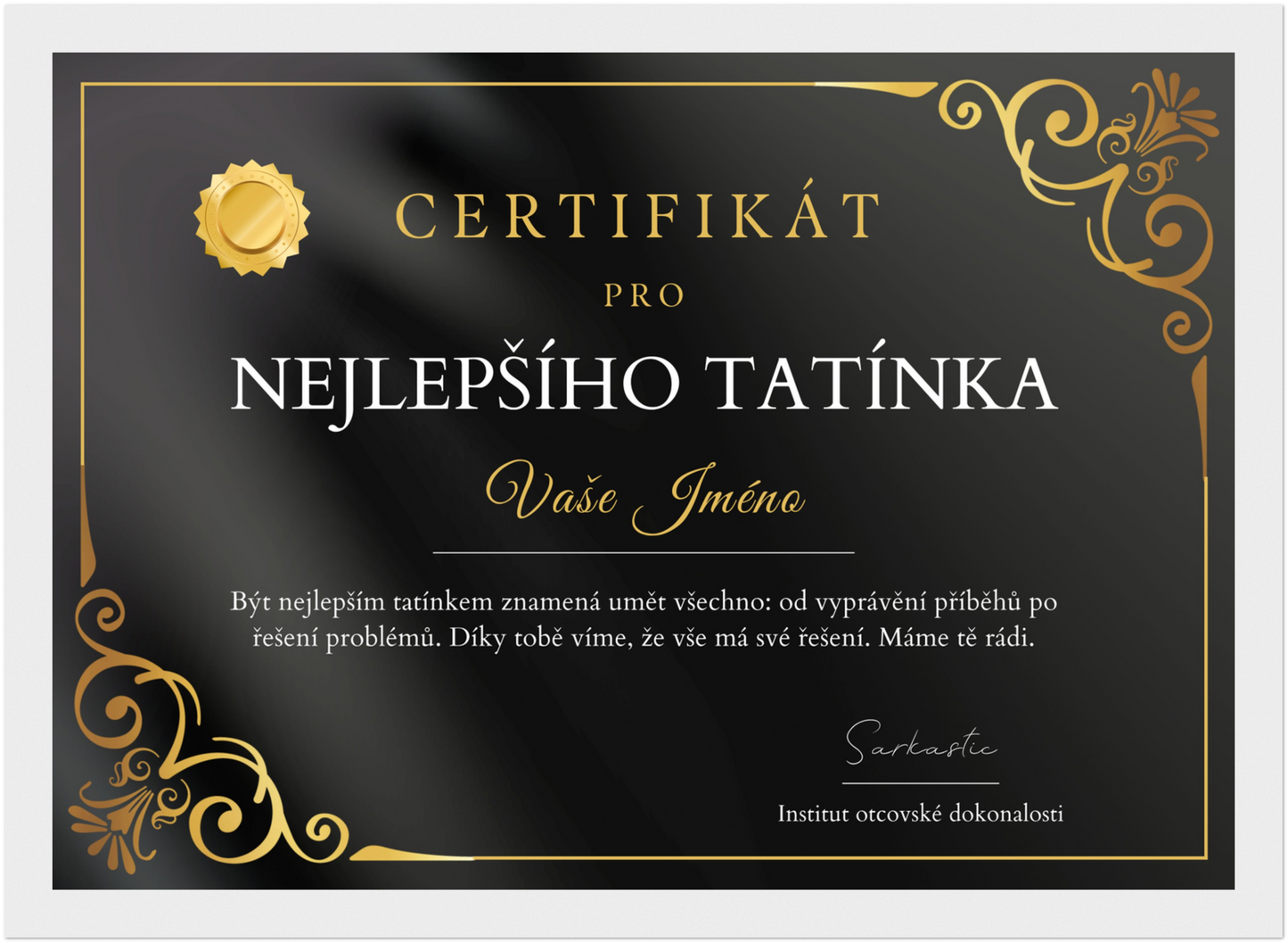 Certifikát Nejlepší Tatínek