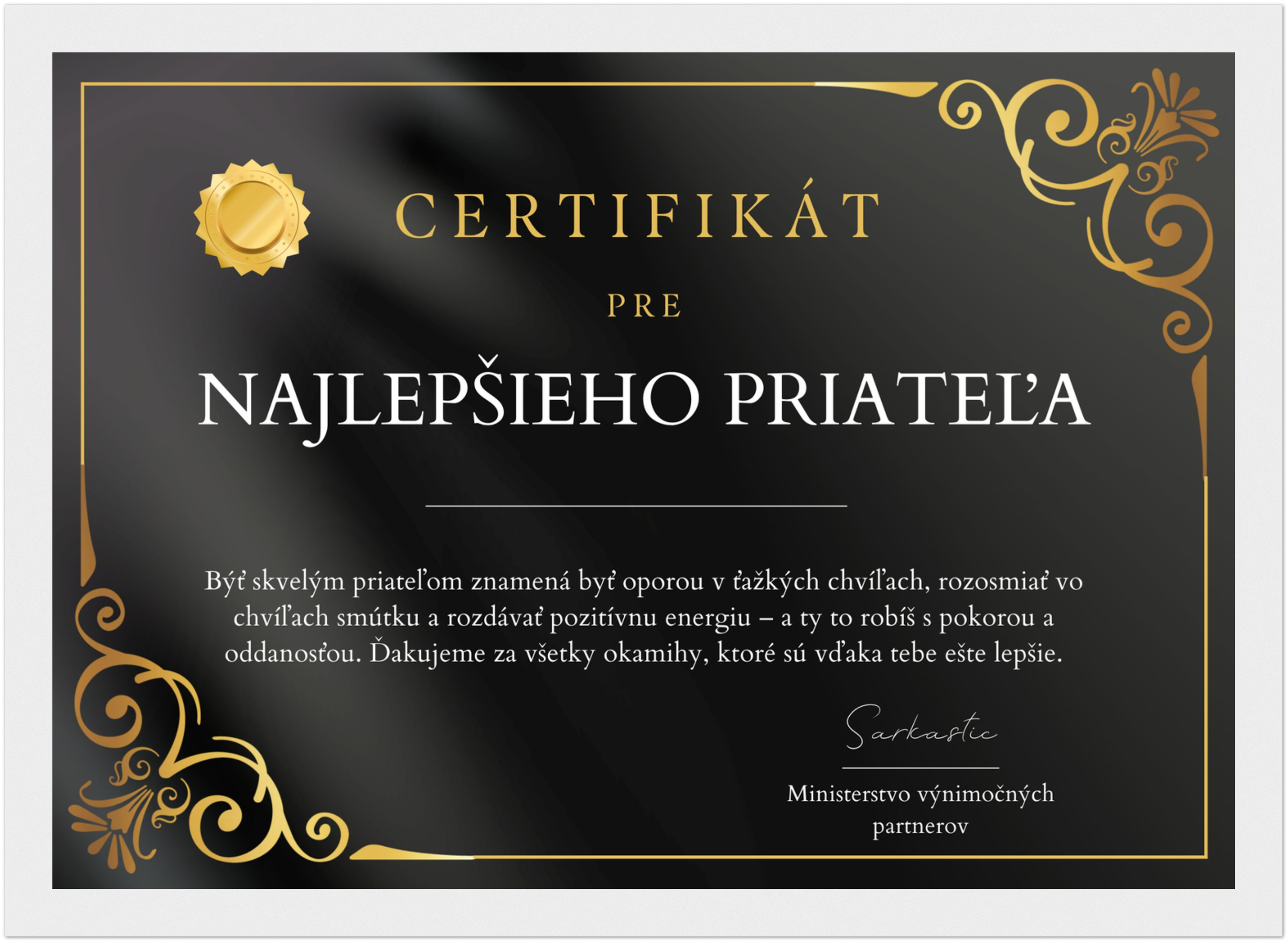 Certifikát Najlepší Priateľ (SK)