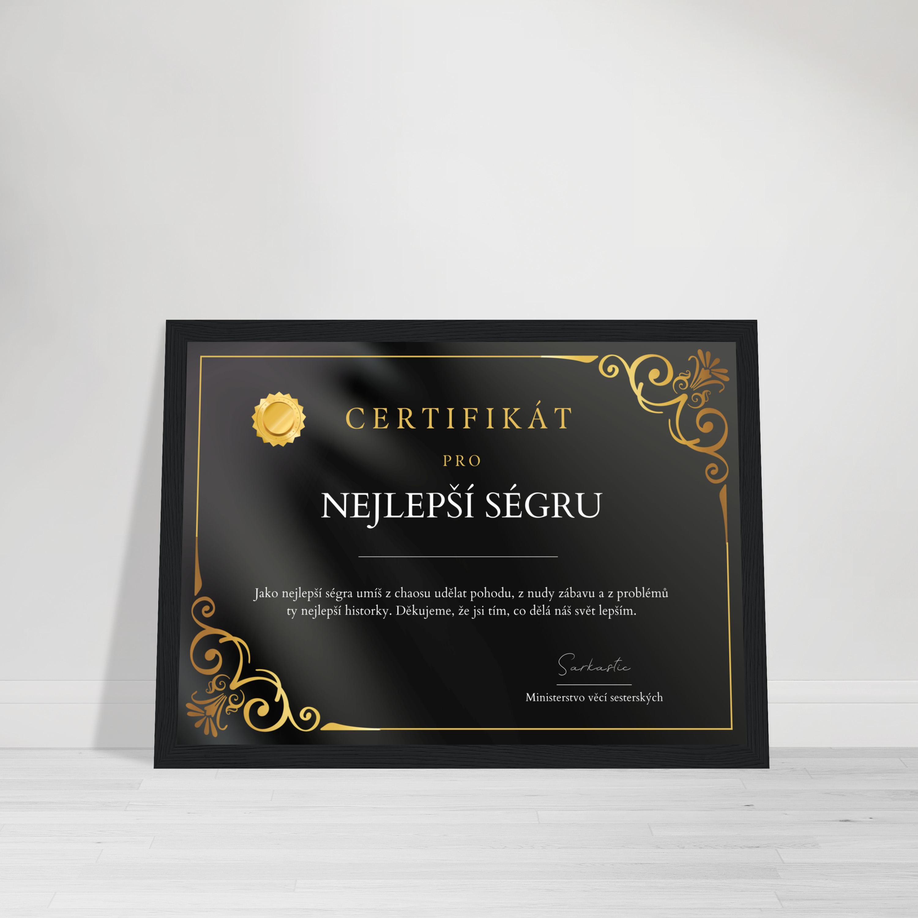 Certifikát Nejlepší Ségra