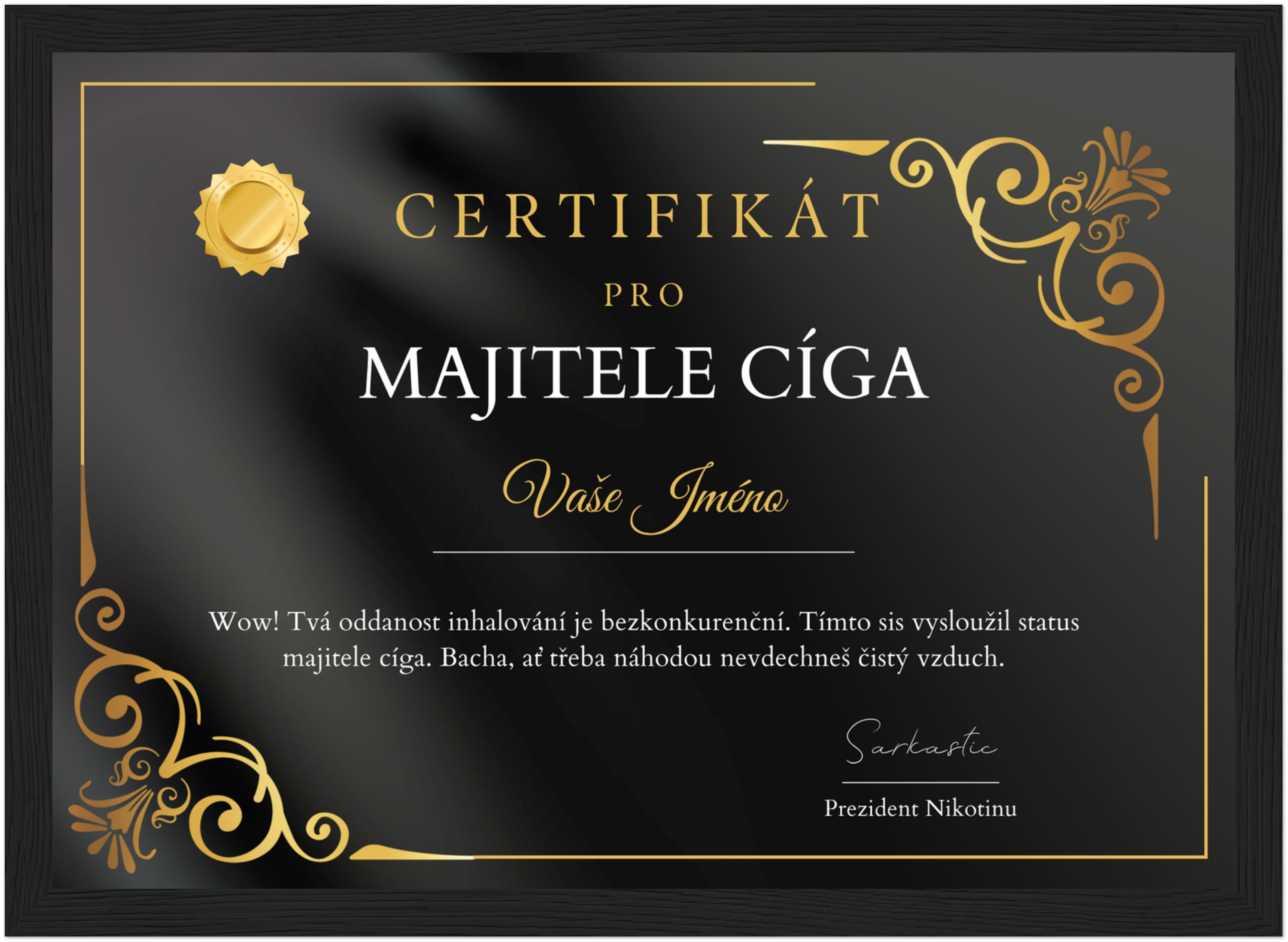 Certifikát Majitel Cíga