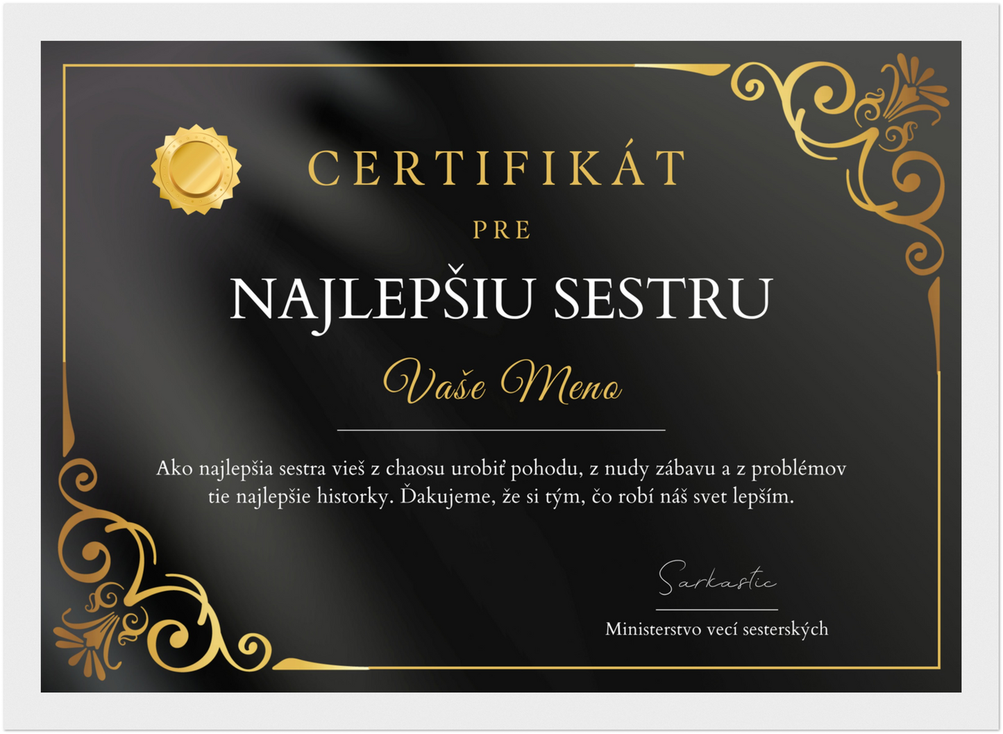 Certifikát Najlepšia Sestra (SK)