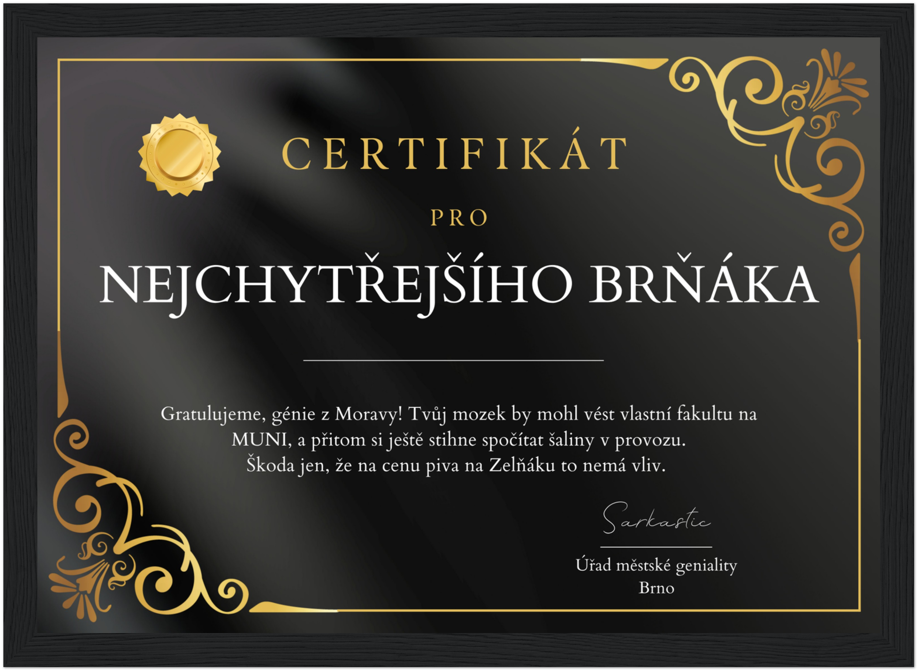 Certifikát Nejchytřejší Brňák