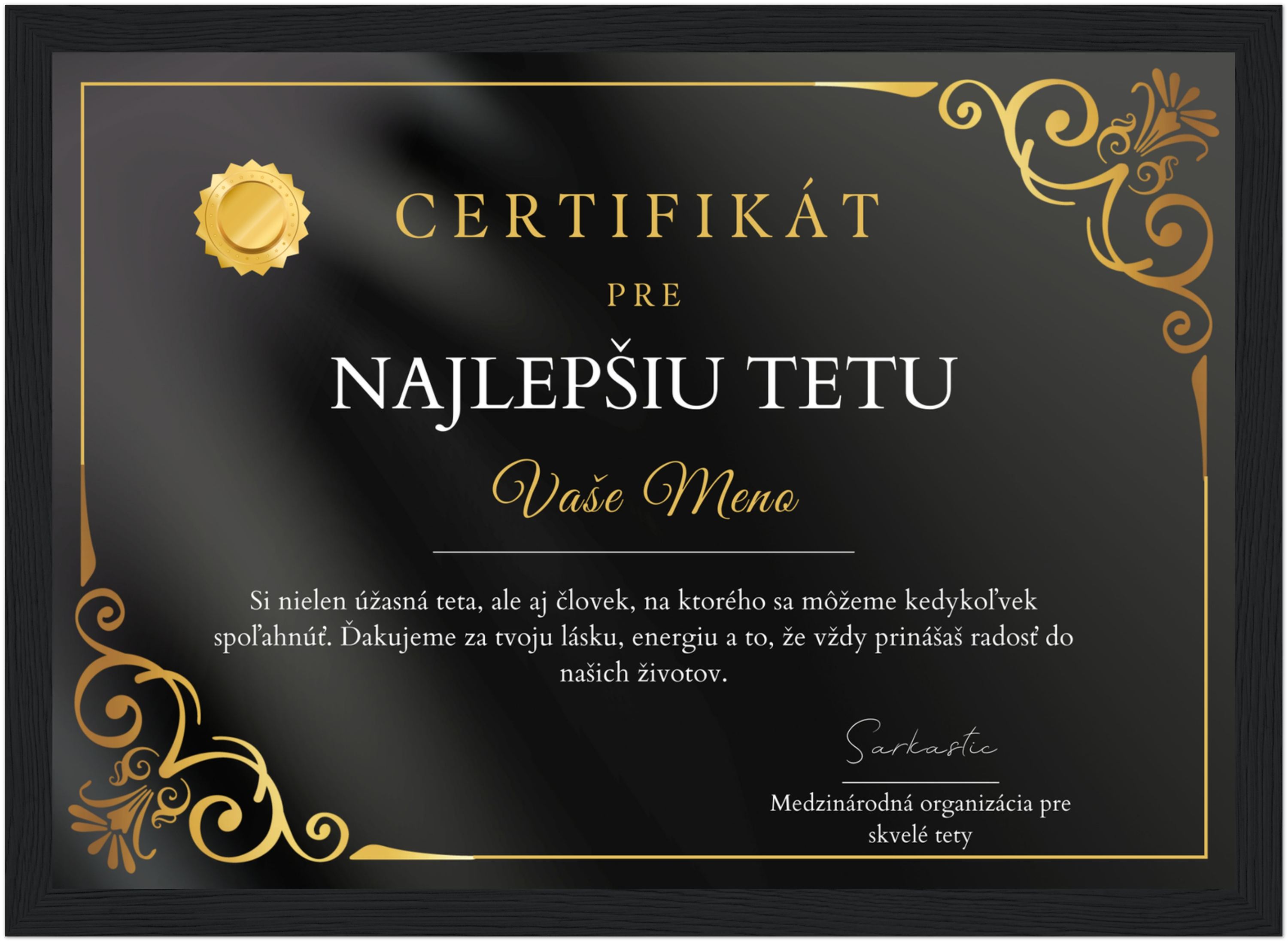 Certifikát Najlepšia Teta (SK)