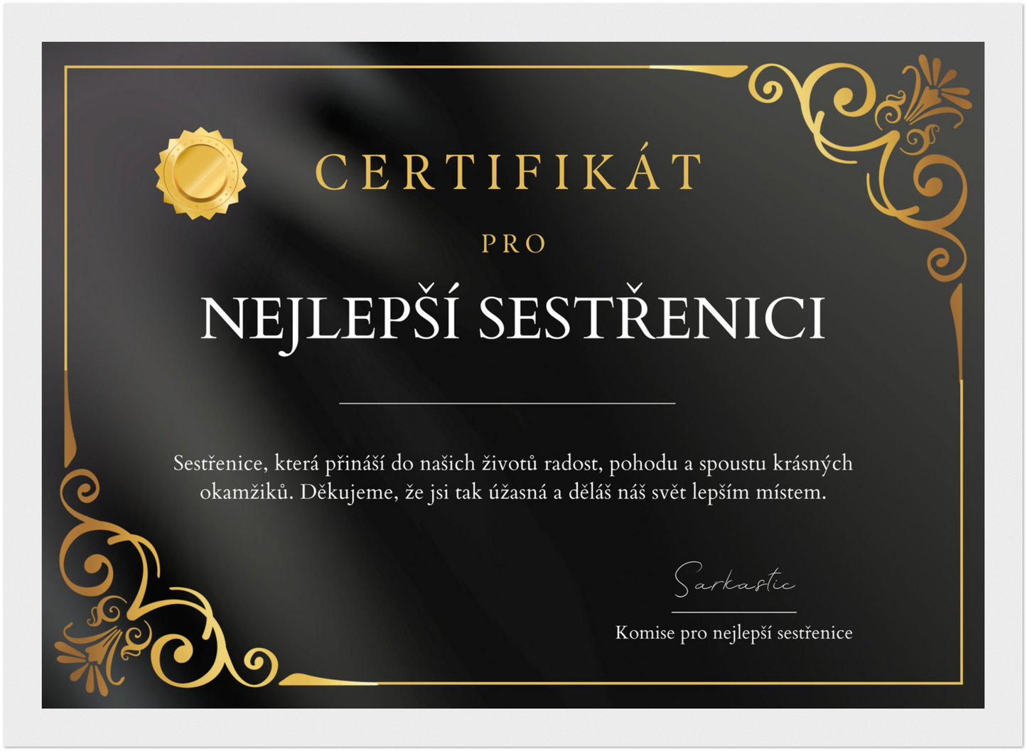 Certifikát Nejlepší Sestřenice