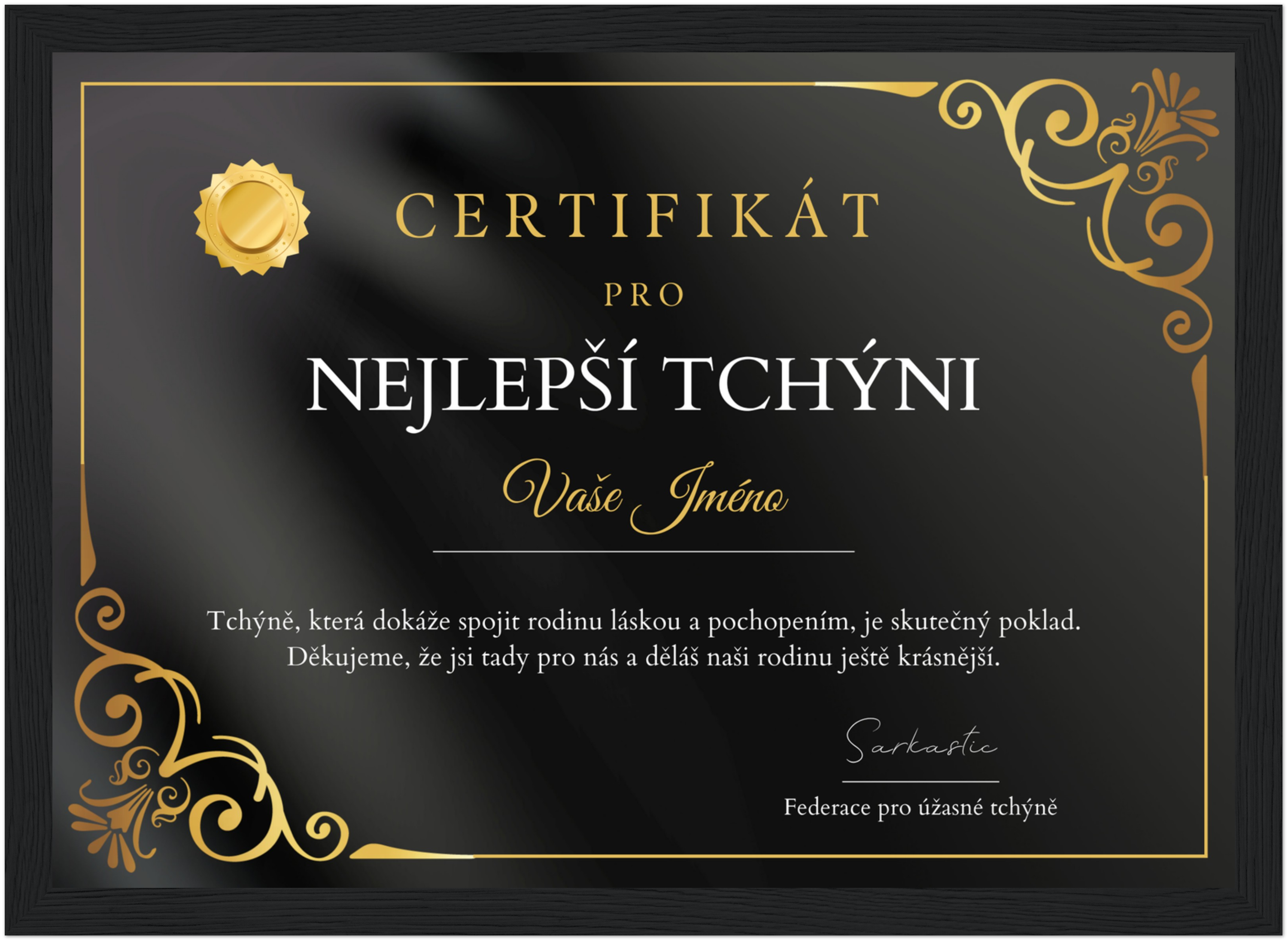 Certifikát Nejlepší Tchýně