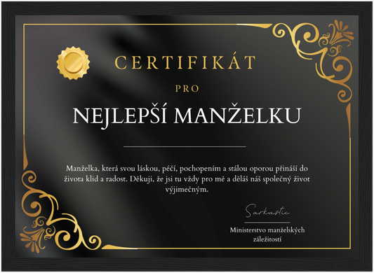 Certifikát Nejlepší Manželka