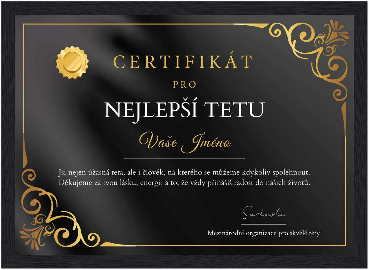 Certifikát Nejlepší Teta