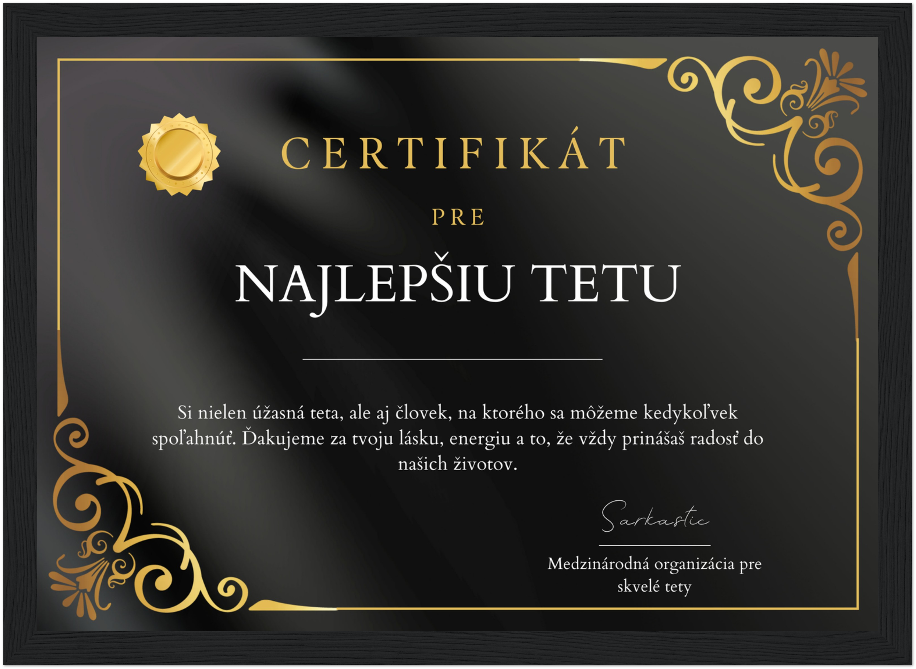 Certifikát Najlepšia Teta (SK)