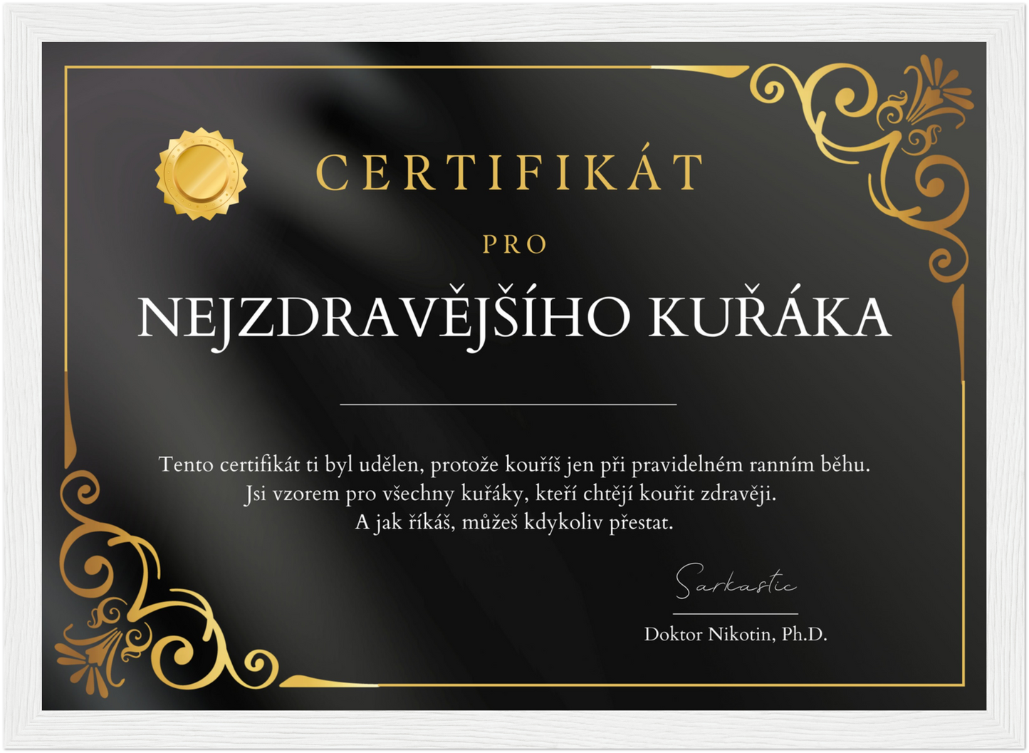 Certifikát Nejzdravější Kuřák