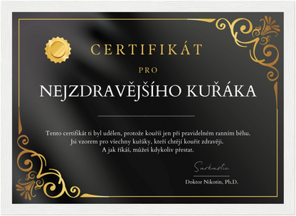 Certifikát Nejzdravější Kuřák