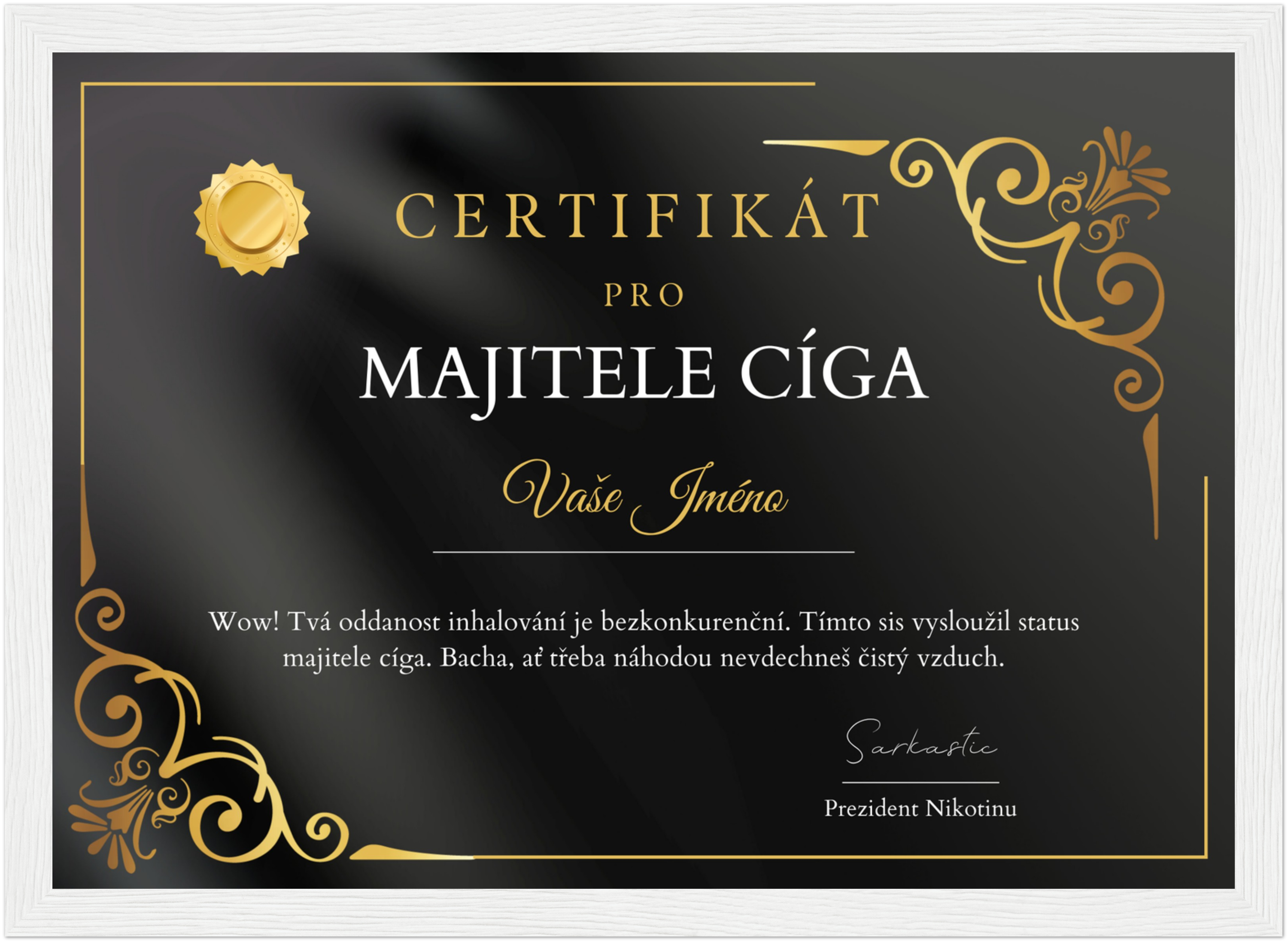 Certifikát Majitel Cíga