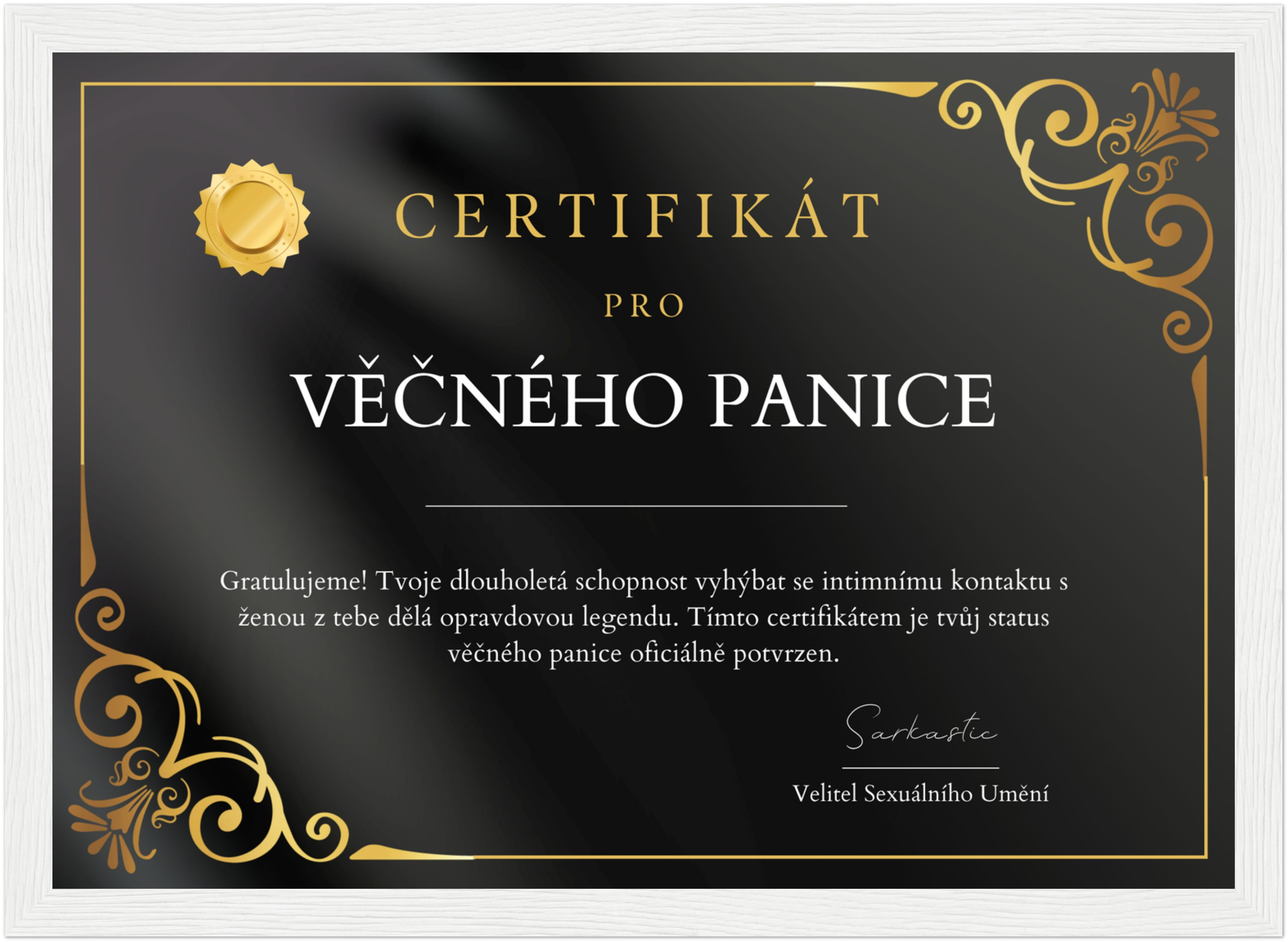 Certifikát Věčný Panic