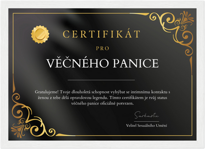 Certifikát Věčný Panic