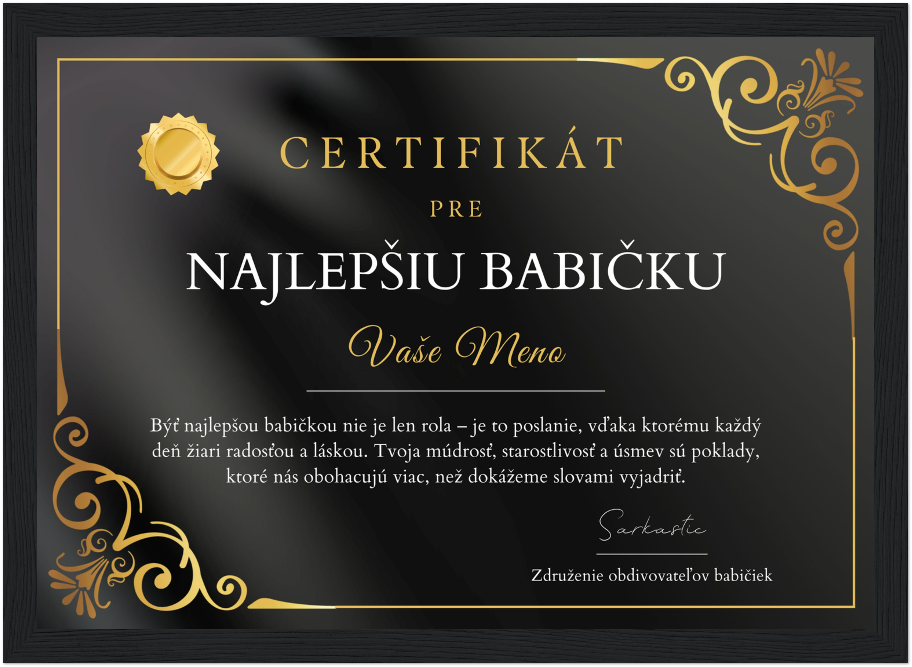 Certifikát Najlepšia Babička (SK)
